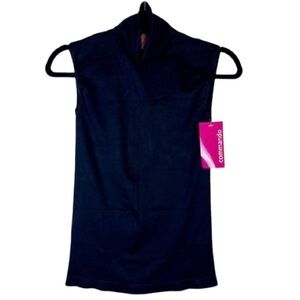 Commando Black Sleeveless Mock Neck Medium Stretch Layering Top Minimalist